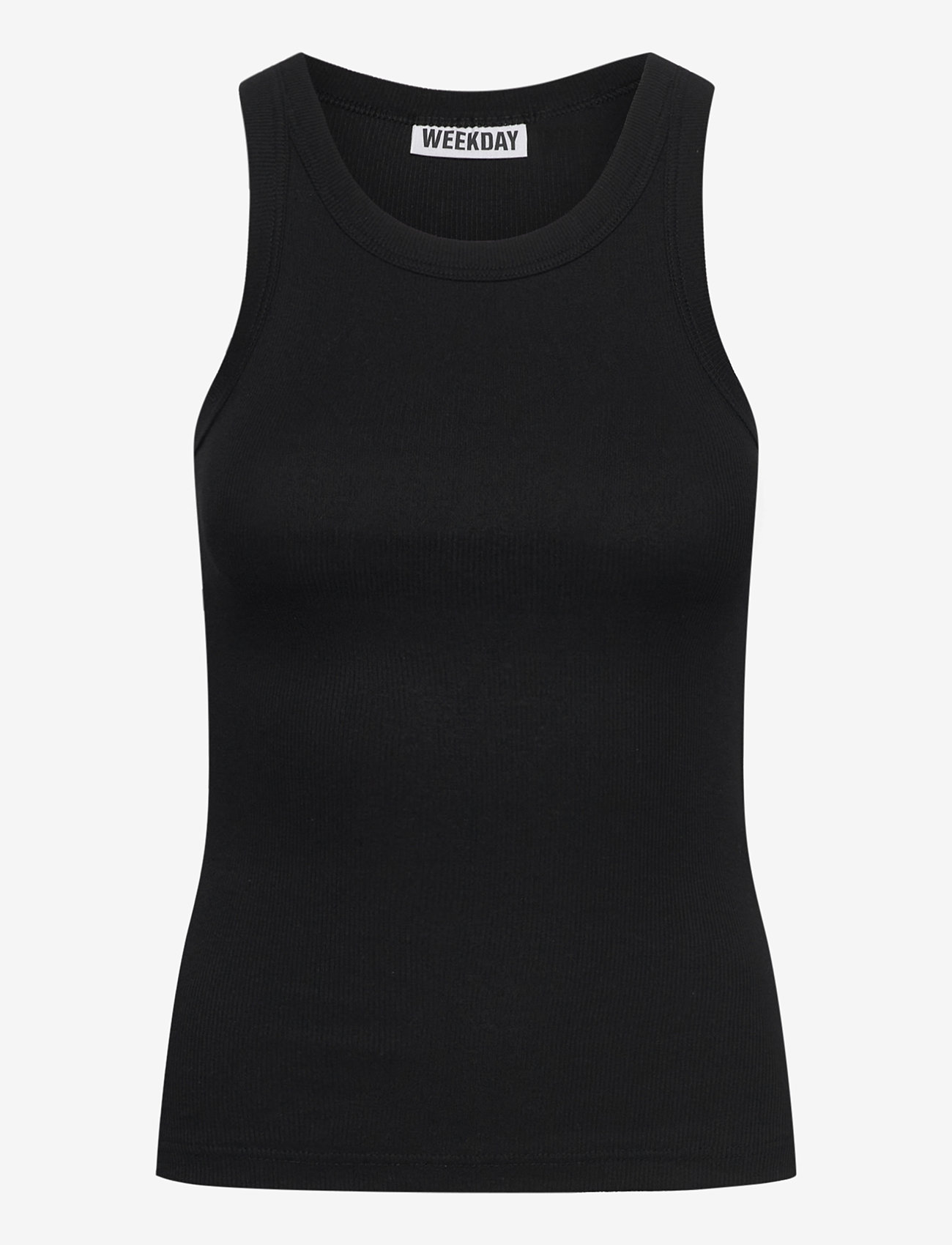 Weekday - Fitted Rib Tank Top - tanktops - black - 0