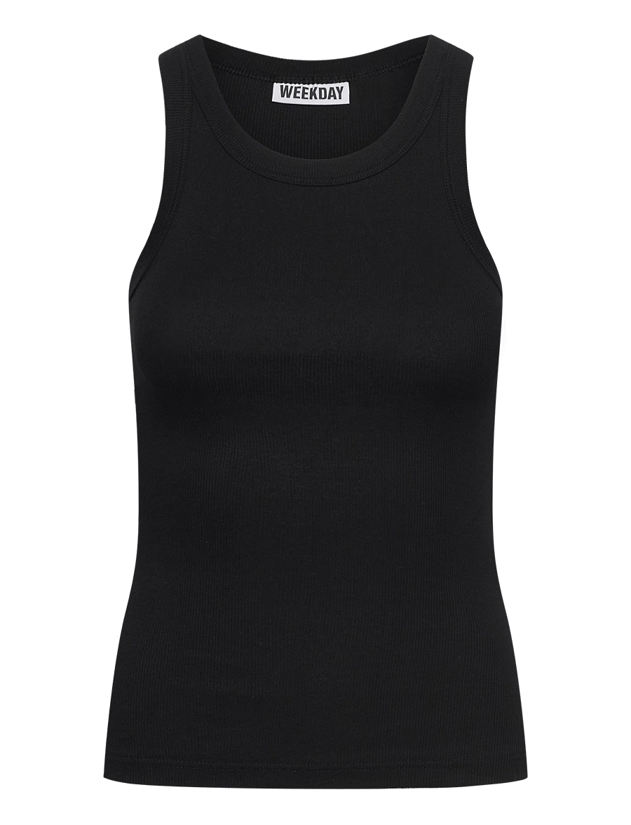 Weekday - Fitted Rib Tank Top - Ärmellose tops - black - 0