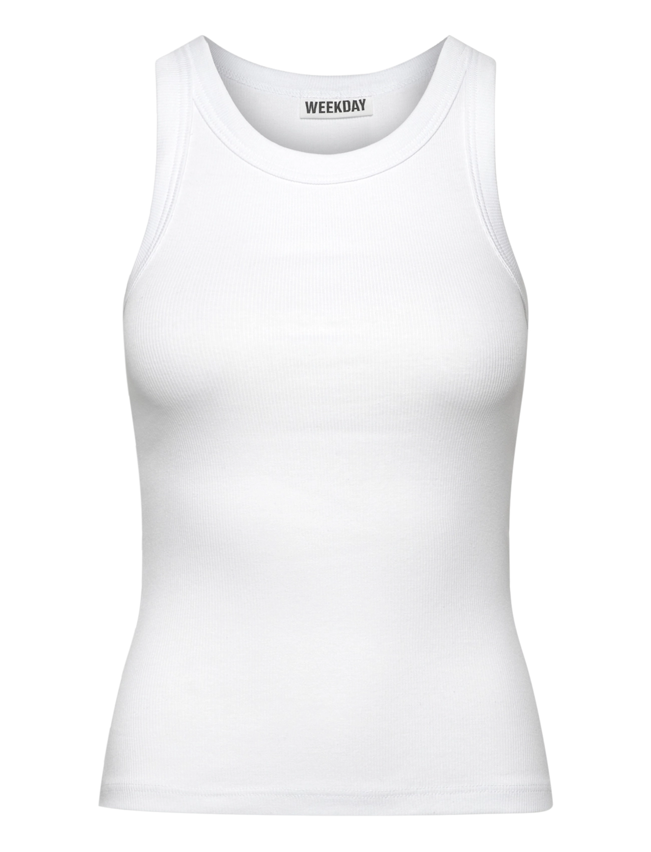 Weekday Fitted Rib Tank Top - Nyheder - WHITE / white