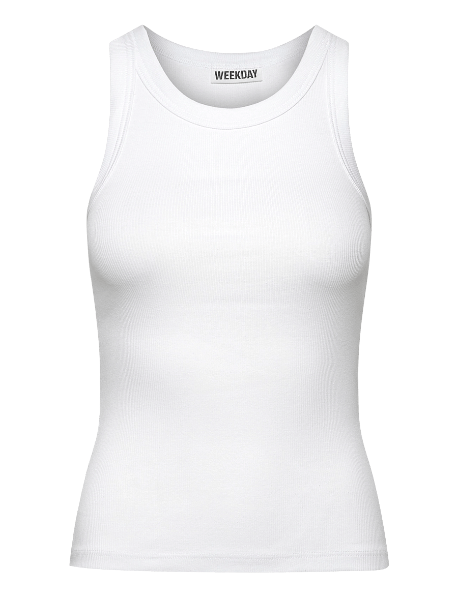 Weekday - Fitted Rib Tank Top - mouwloze tops - white - 0