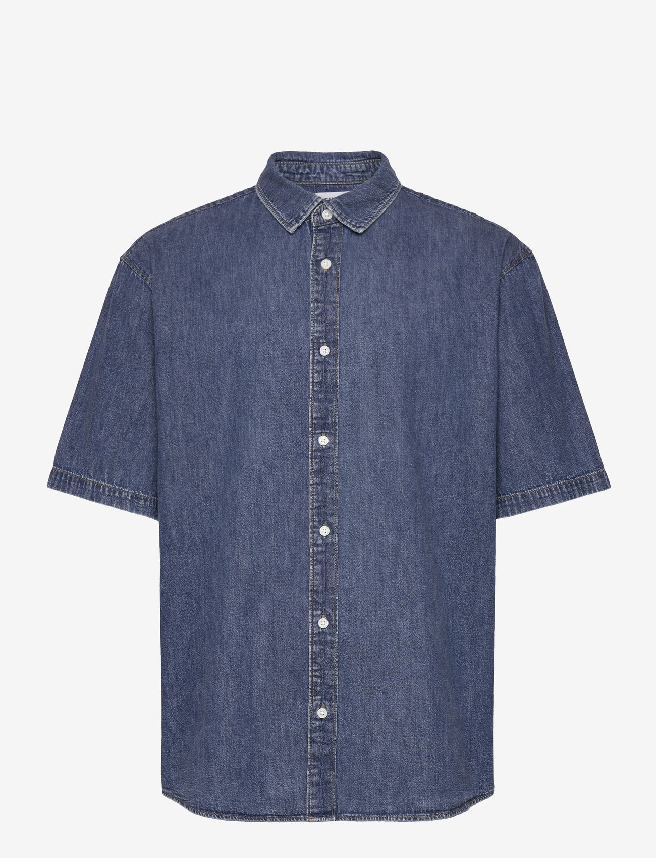 Weekday - Loose Short Sleeve Denim Shirt - jeanshemden - blue - 0