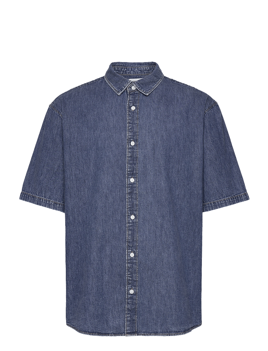 Weekday - Loose Short Sleeve Denim Shirt - jeanshemden - blue - 0