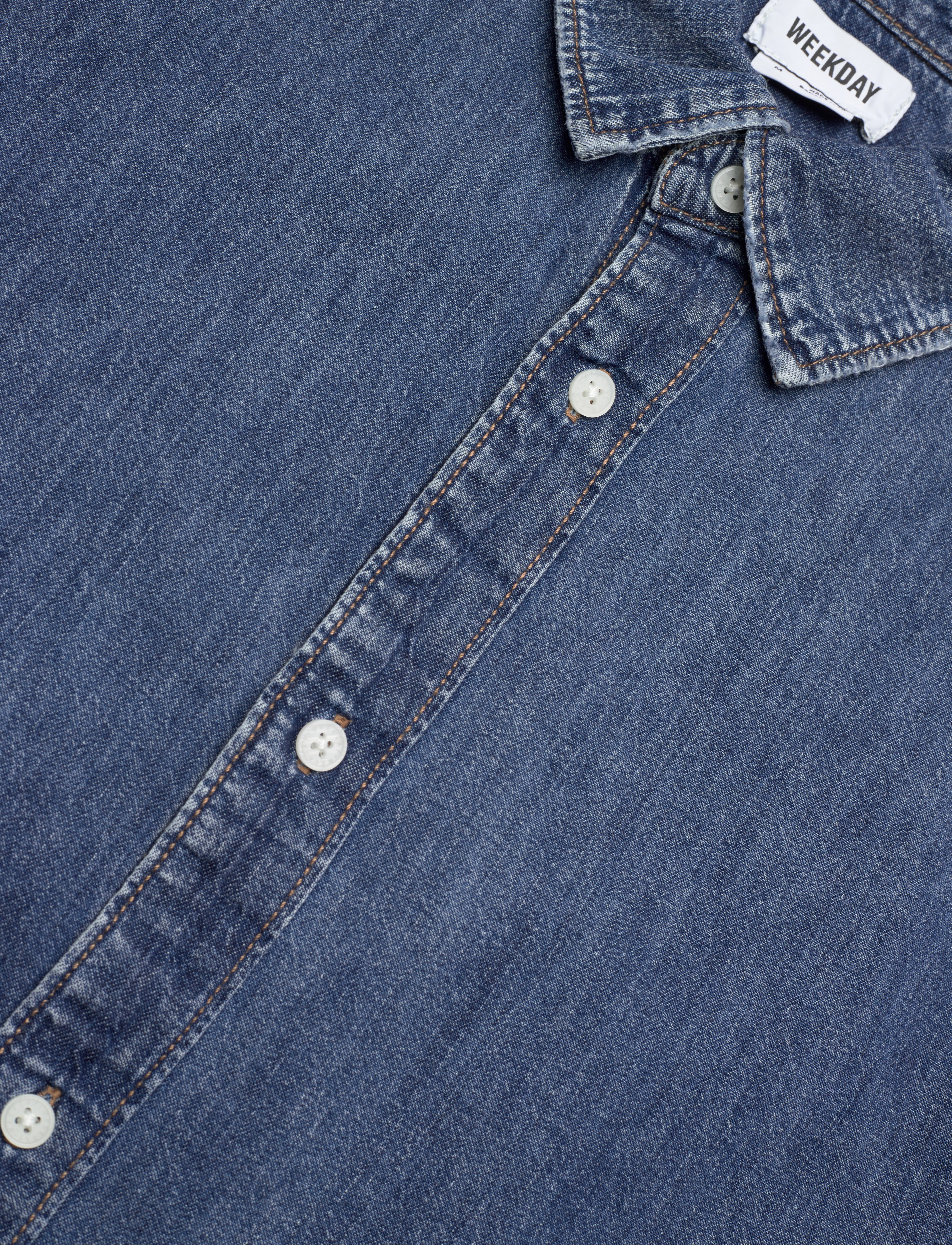 Weekday - Loose Short Sleeve Denim Shirt - teksasärgid - blue - 3