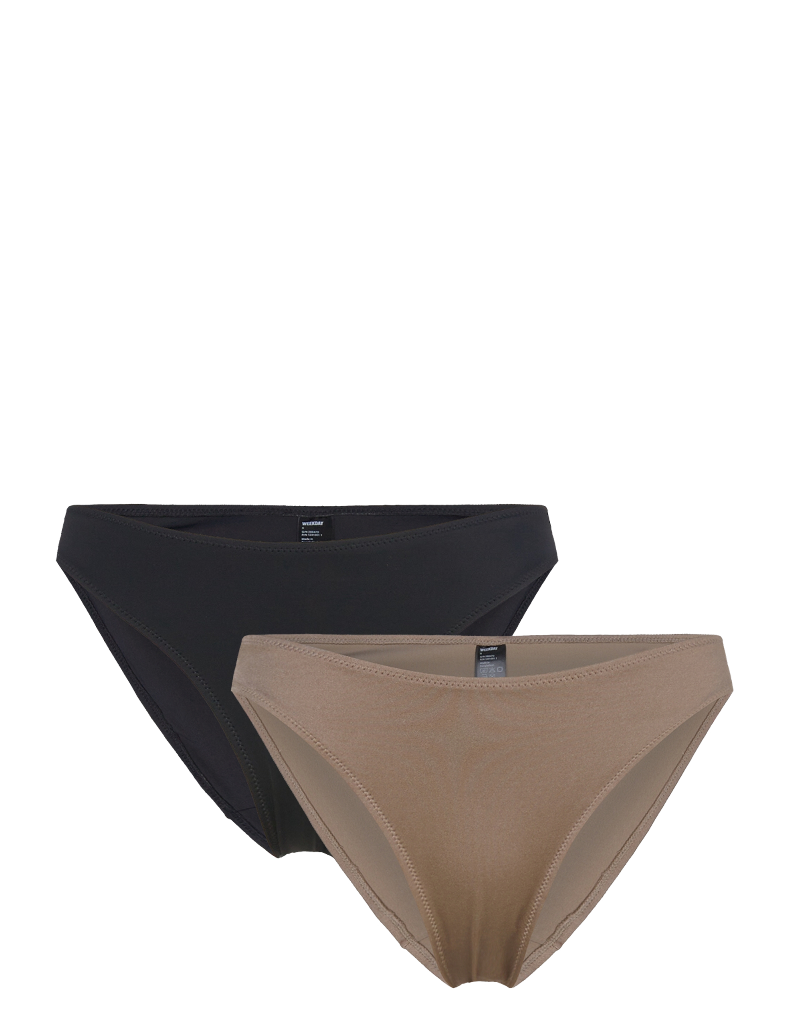 Weekday 2-Pack Scoop Bikini Underdele, XS, Black, Bikiniunderdele > Bikinitrusser, Dame