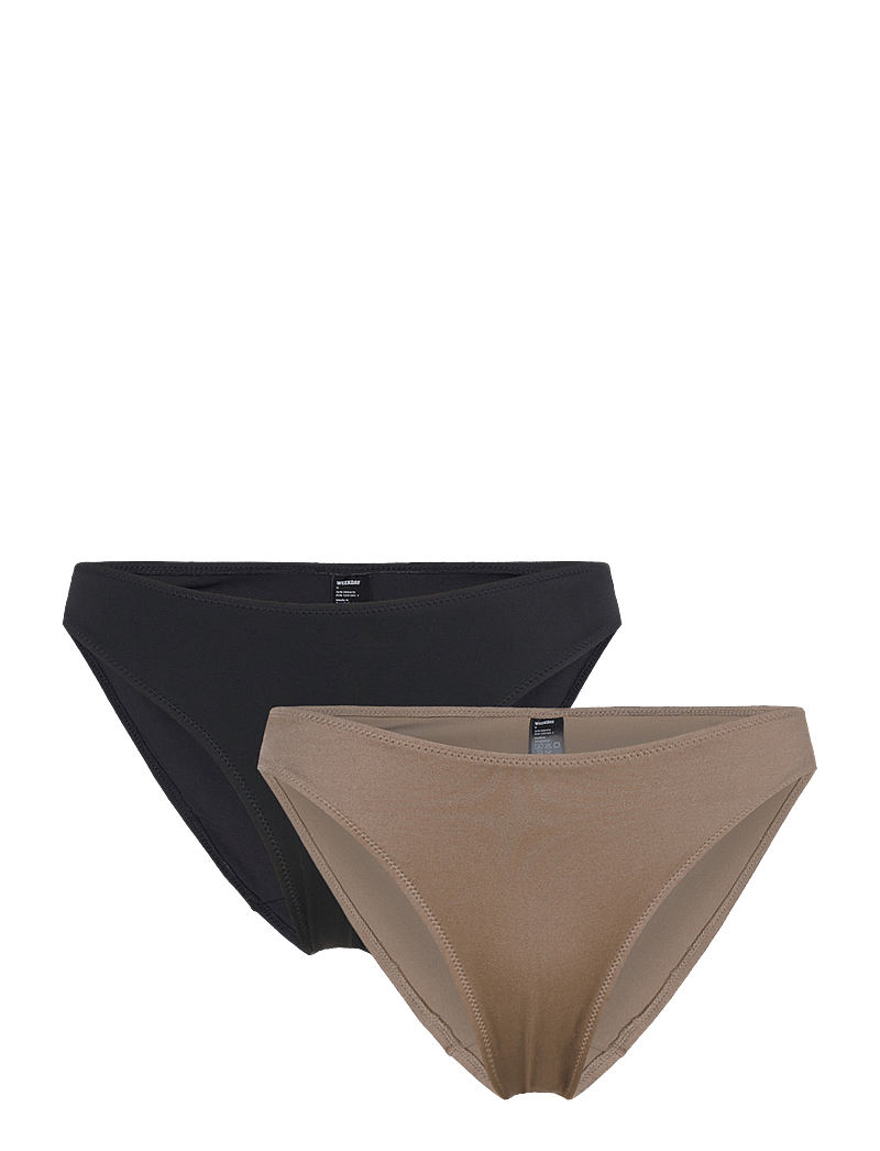 Weekday - 2-pack Scoop Bikini Bottoms - bikinibriefs - beige medium + black - 0