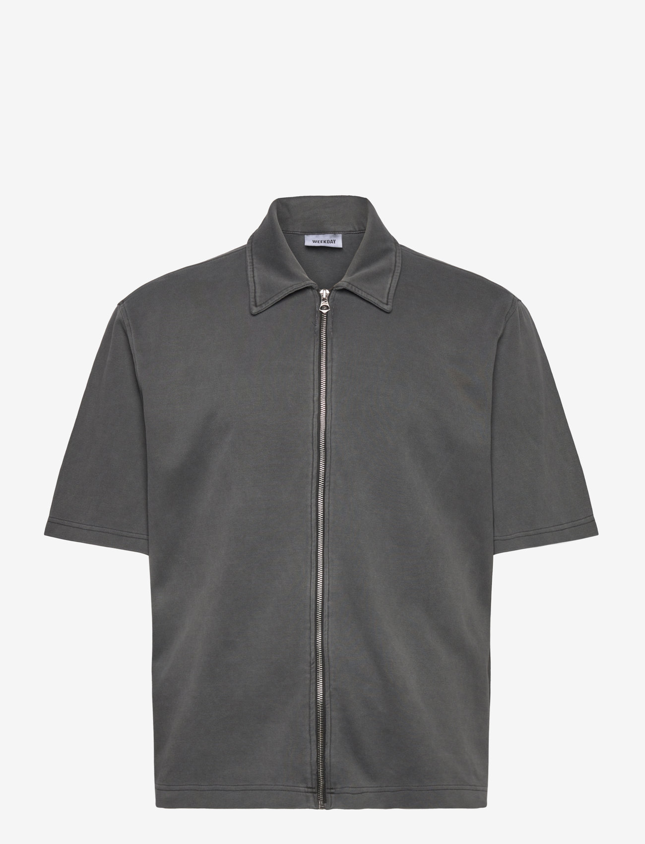 Weekday - Short Sleeve Zip Shirt - kurzärmelig - washed black - 0