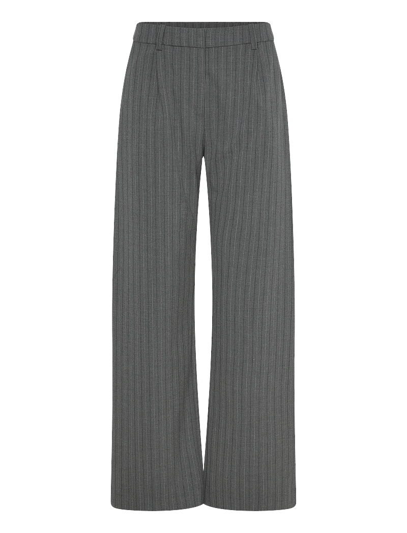 Weekday - Relaxed Mid Rise Pleated Suiting Trousers - formell - dark grey melange stripe - 0