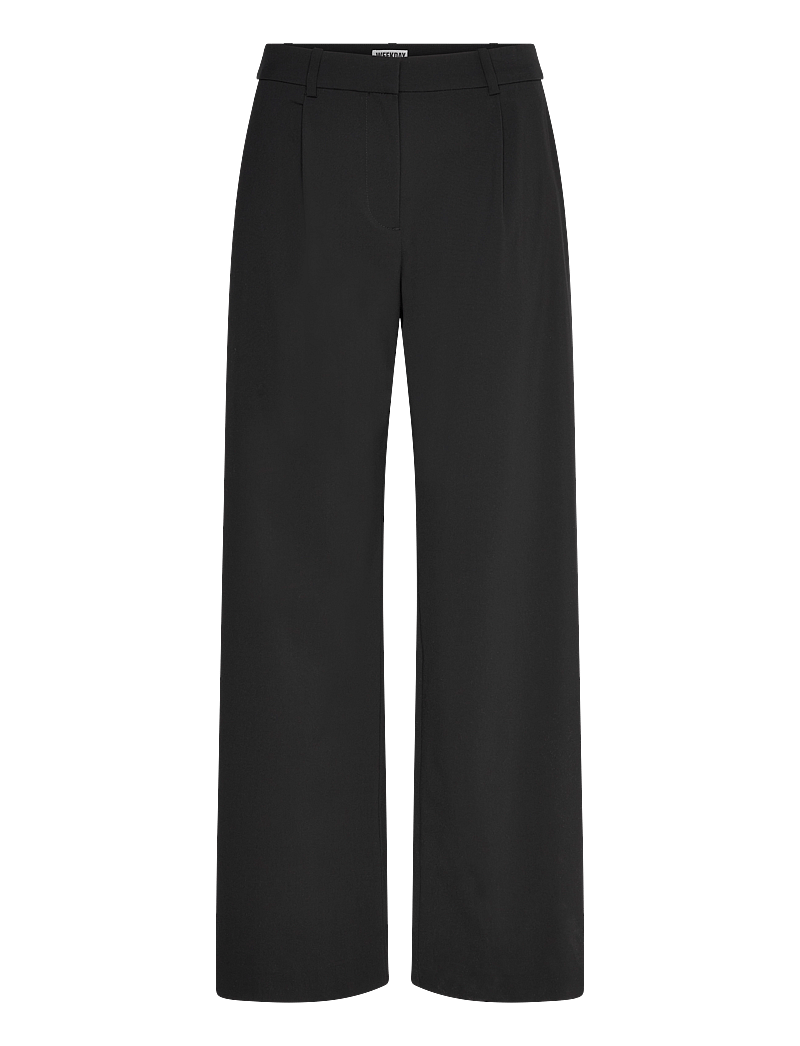 Weekday - Relaxed Mid Rise Pleated Suiting Trousers - sérsniðnar buxur - black - 0