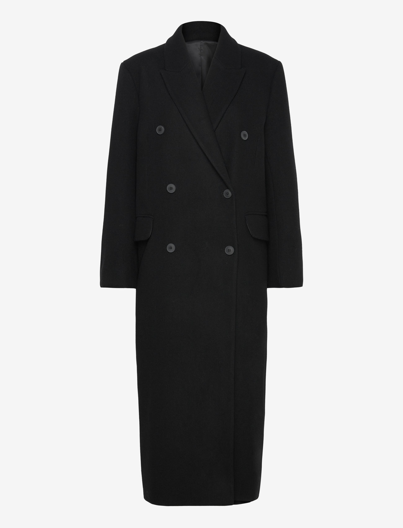Weekday - Oversized Double-Breasted Wool-Blend Coat - vinterjakker - black - 0