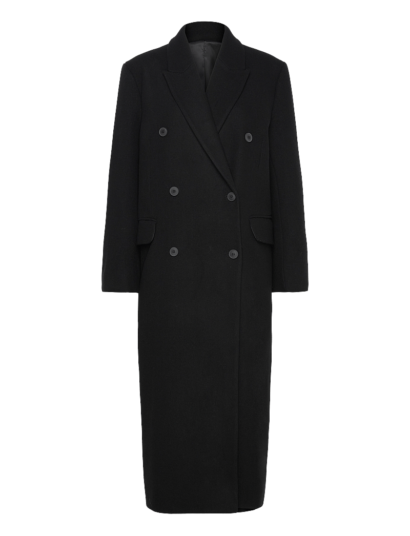 Weekday - Oversized Double-Breasted Wool-Blend Coat - vinterjakker - black - 0