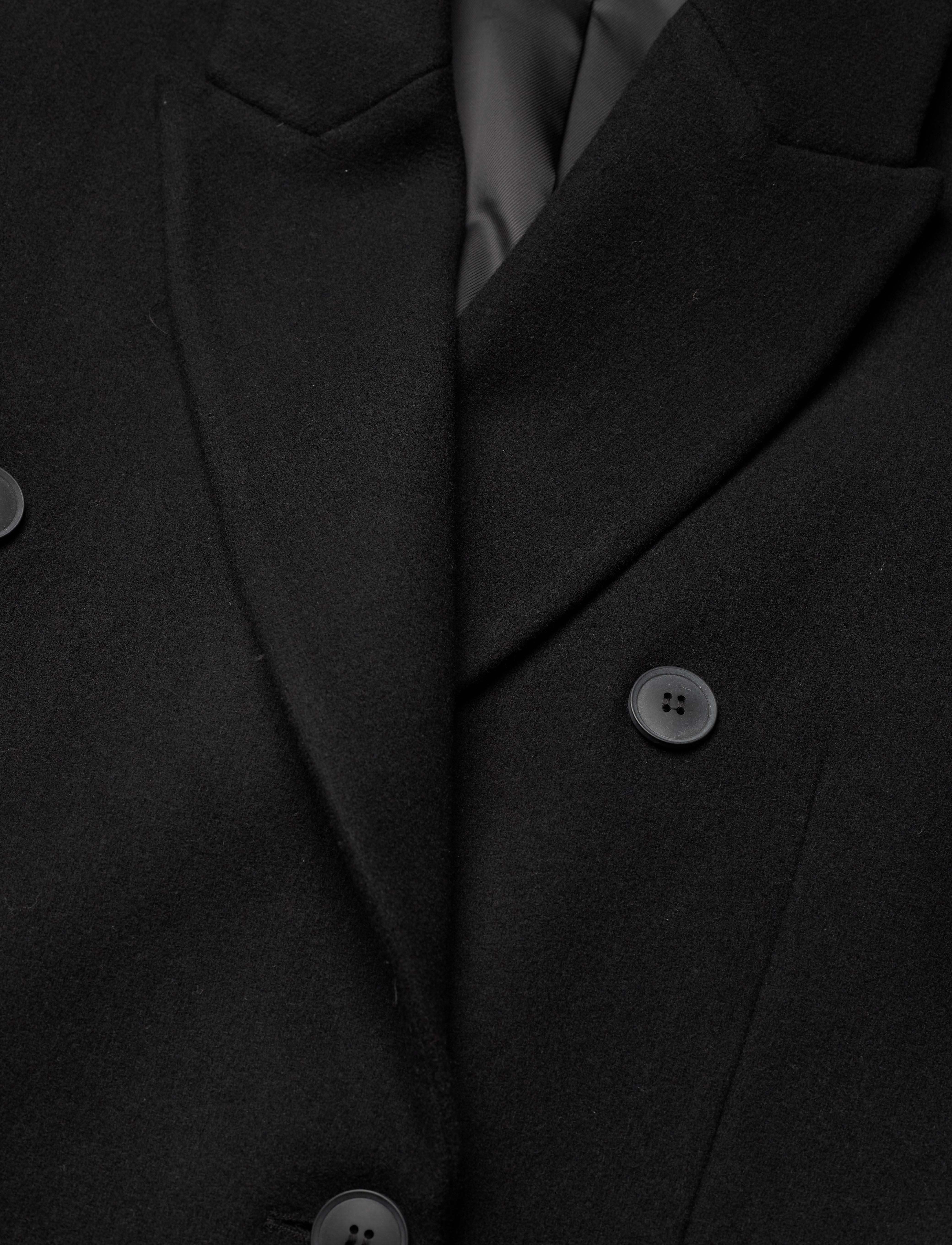 Weekday - Oversized Double-Breasted Wool-Blend Coat - vinterjakker - black - 2