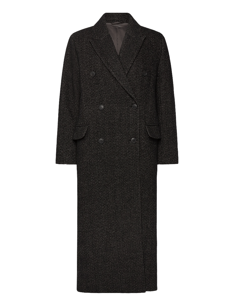Weekday - Oversized Double-Breasted Wool-Blend Coat - talvejoped - brown herringbone - 0