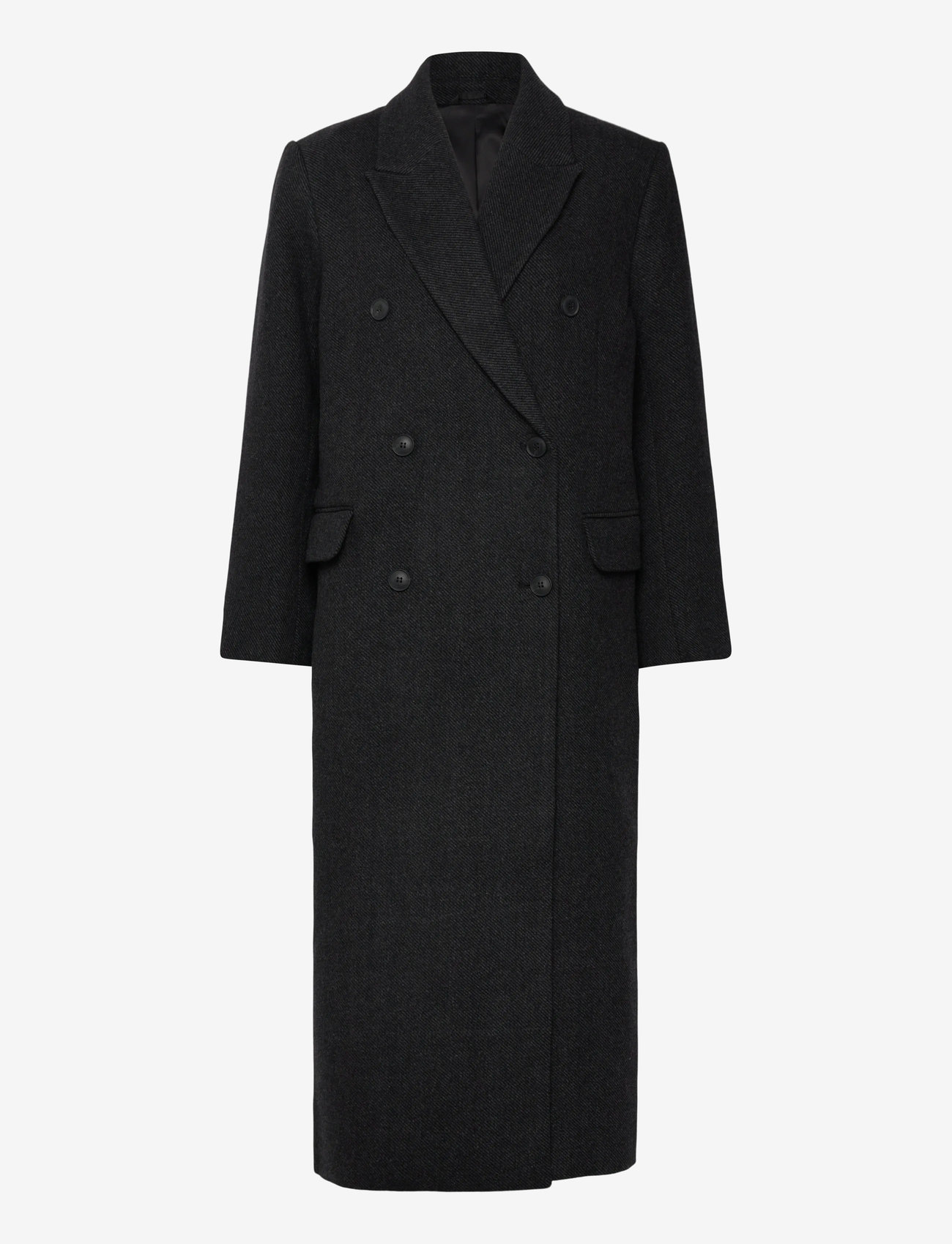 Weekday - Oversized Double-Breasted Wool-Blend Coat - ullkappor - dark grey melange - 0