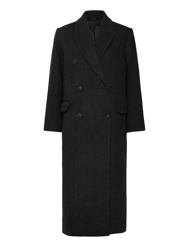 Weekday - Oversized Double-Breasted Wool-Blend Coat - ullkappor - dark grey melange - 0