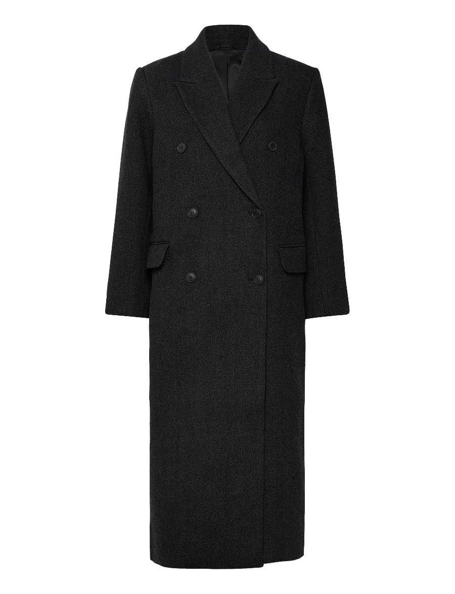 Weekday - Oversized Double-Breasted Wool-Blend Coat - vinterjakker - dark grey melange - 0