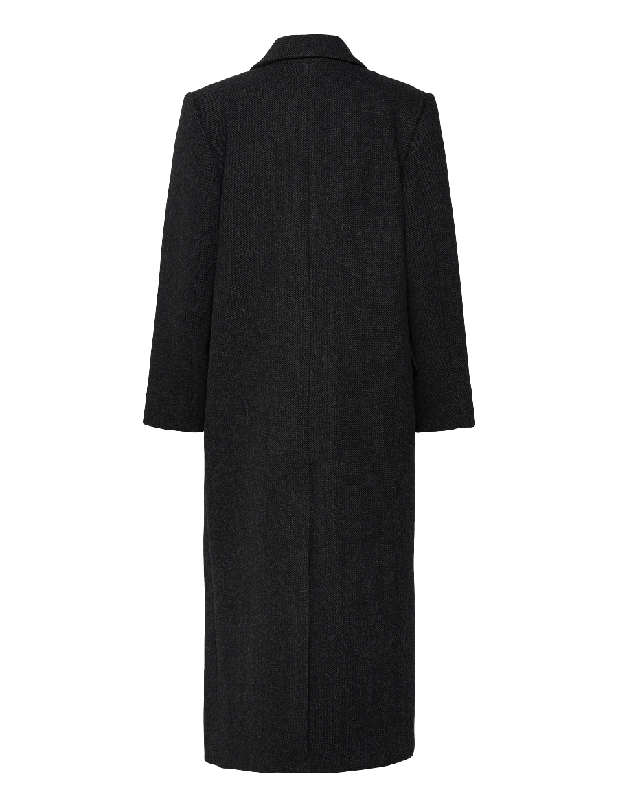 Weekday - Oversized Double-Breasted Wool-Blend Coat - vinterjakker - dark grey melange - 1