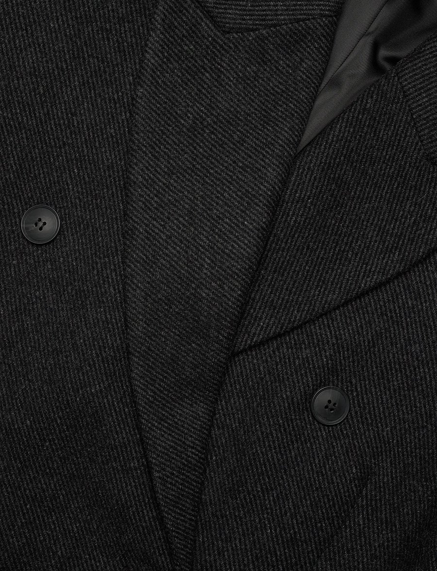 Weekday - Oversized Double-Breasted Wool-Blend Coat - vinterjakker - dark grey melange - 2