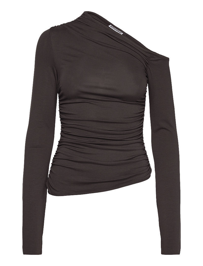 Weekday - Drape Asymmetric Lyocell Top - dark brown - 0