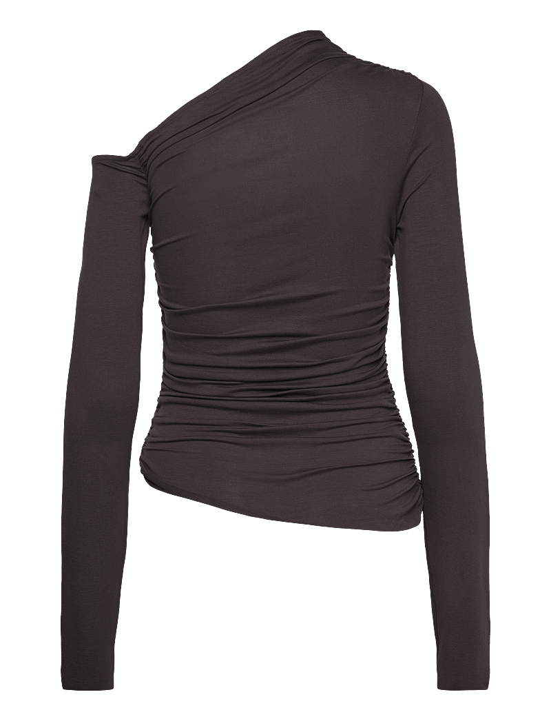 Weekday - Drape Asymmetric Lyocell Top - dark brown - 1
