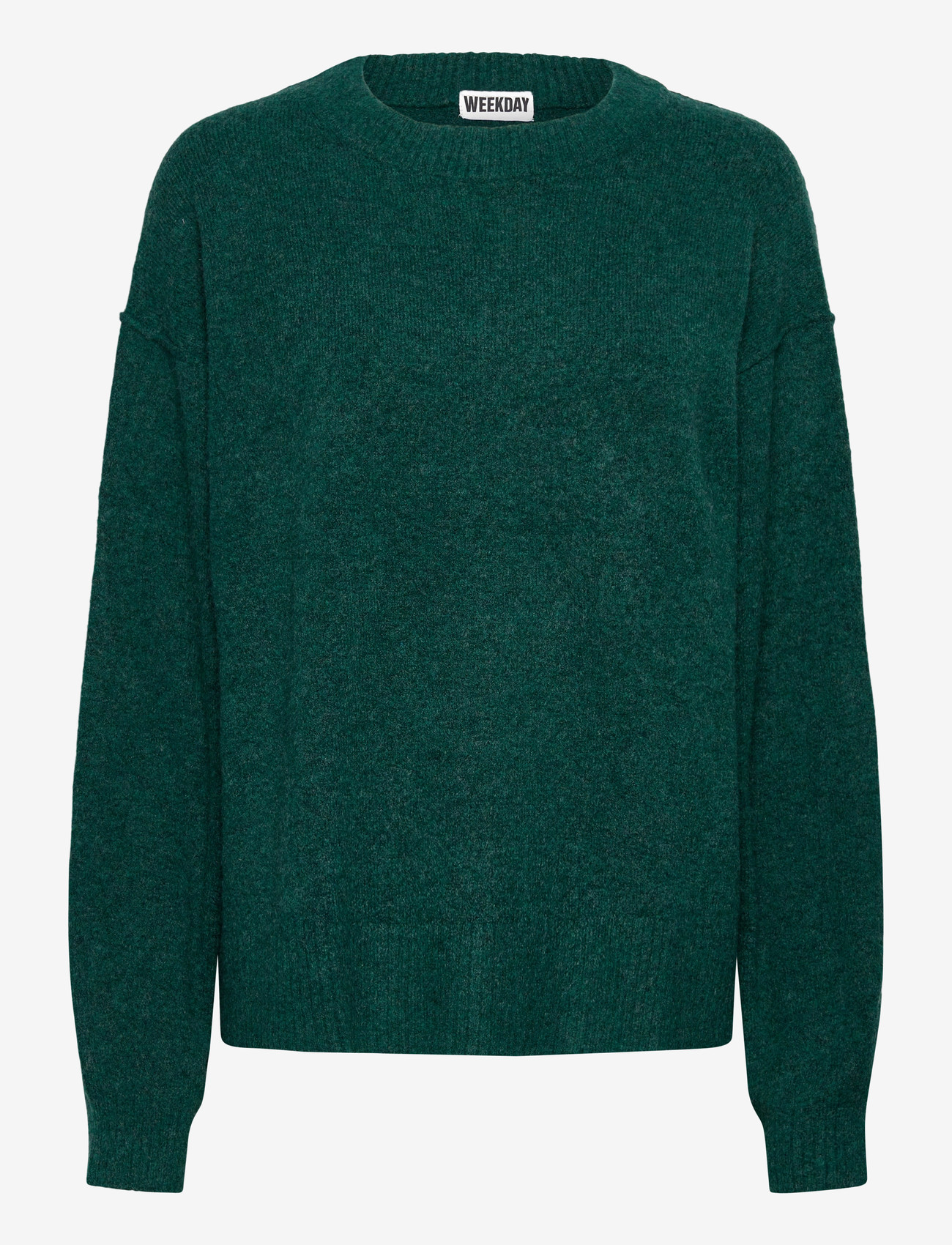 Weekday - Relaxed Knitted Sweater - striktrøjer - khaki green melange - 0