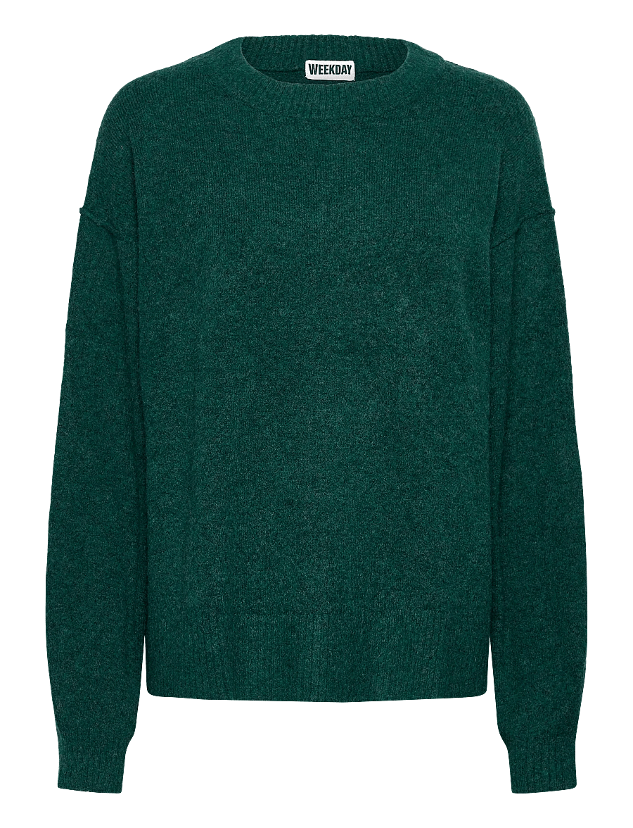 Weekday - Relaxed Knitted Sweater - kampsunid - khaki green melange - 0