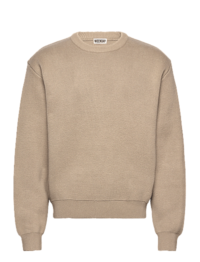 Weekday Regular Cotton Sweater - Round Necks - BEIGE / beige
