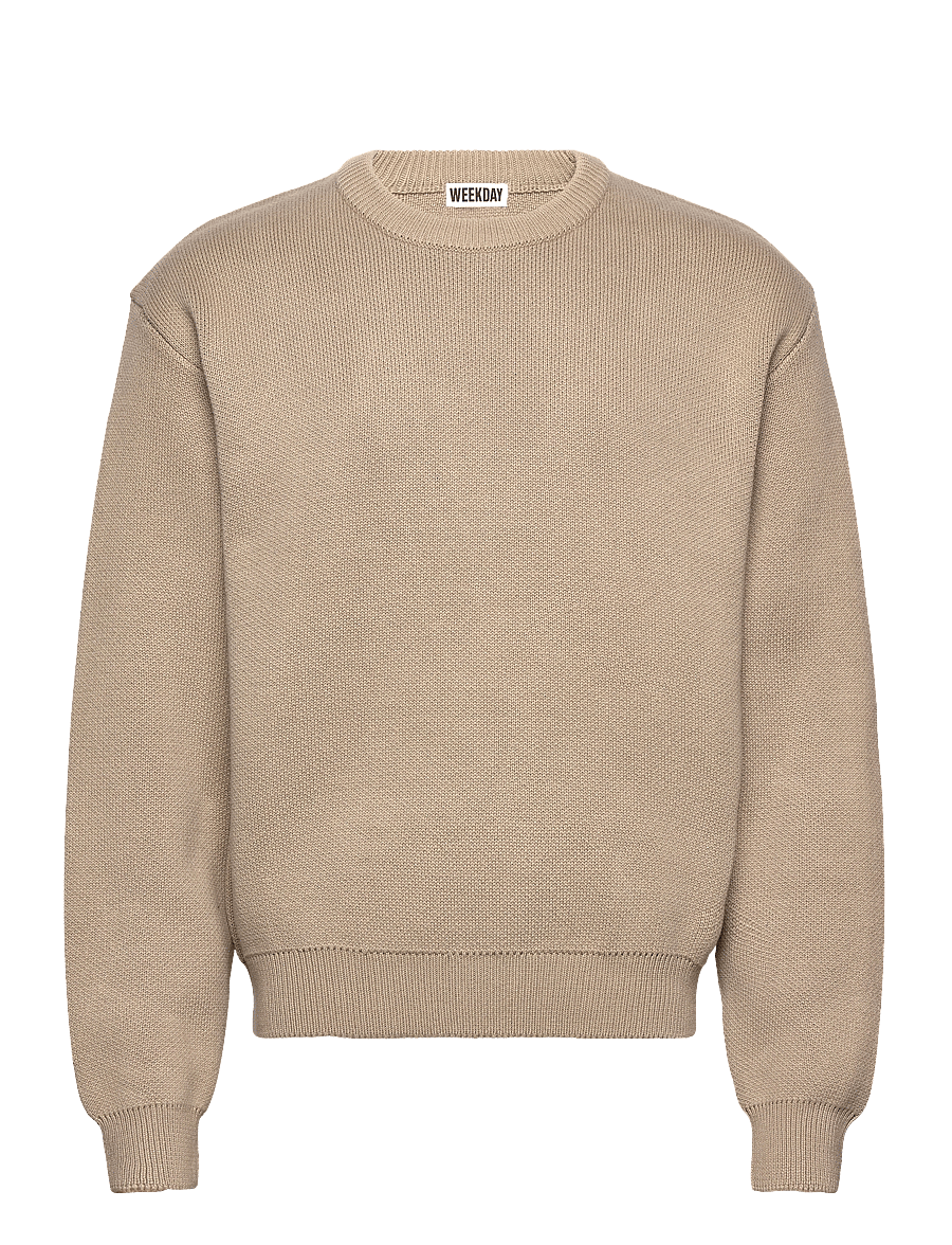 Weekday - Regular Cotton Sweater - rundhals - beige - 0