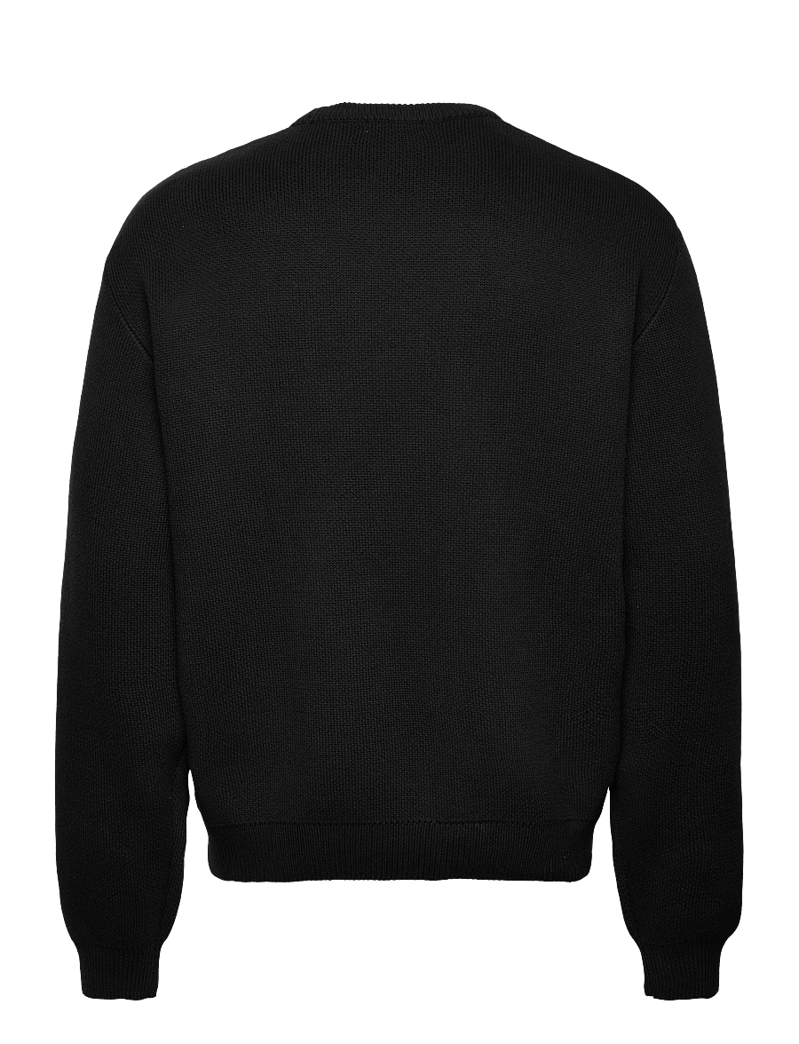 Weekday - Regular Knitted Cotton Sweater - rundhals - black - 1