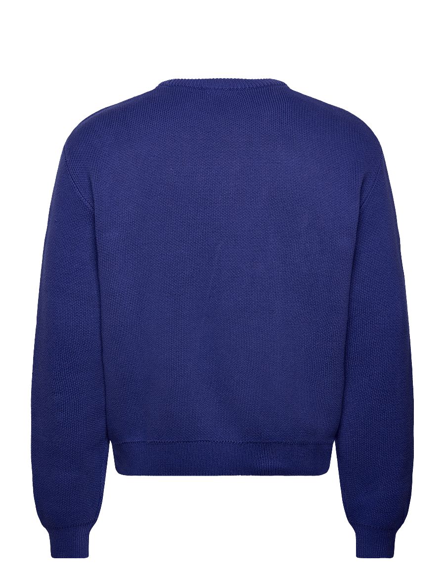 Weekday - Regular Knitted Cotton Sweater - rundhalsad - bright blue - 1