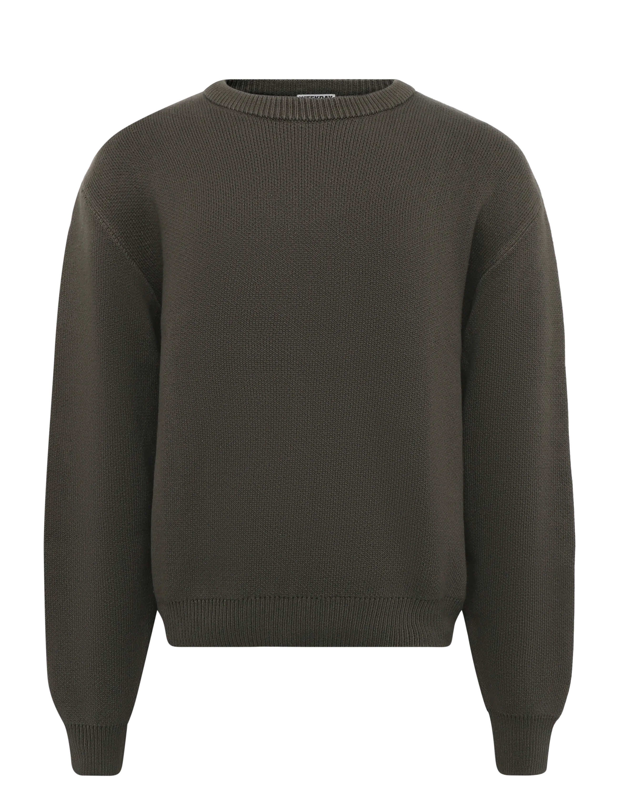 Weekday Regular Knitted Cotton Sweater - Weekday - DARK MOLE / khaki/green