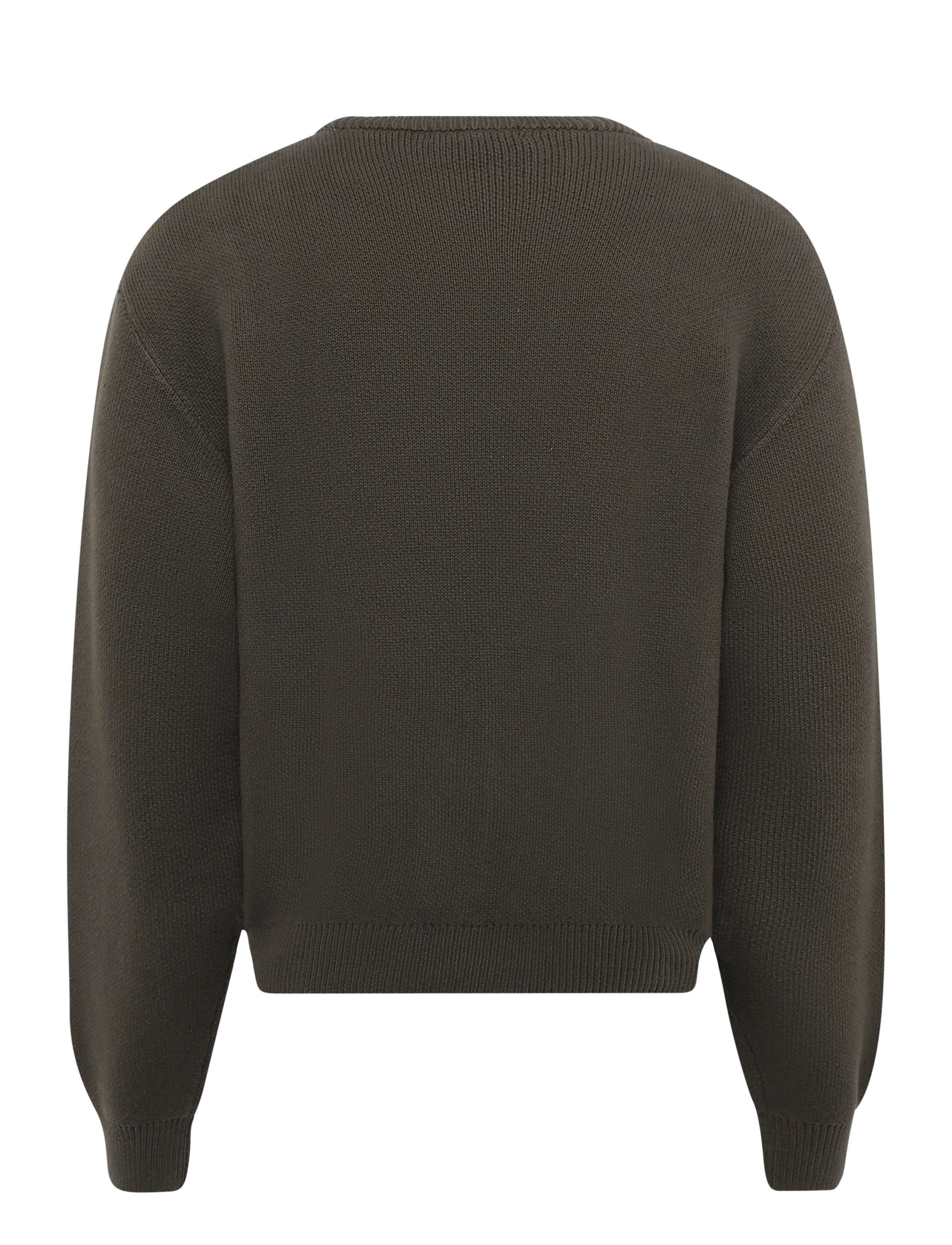 Weekday - Regular Knitted Cotton Sweater - Ümara kaelusega - dark mole - 1