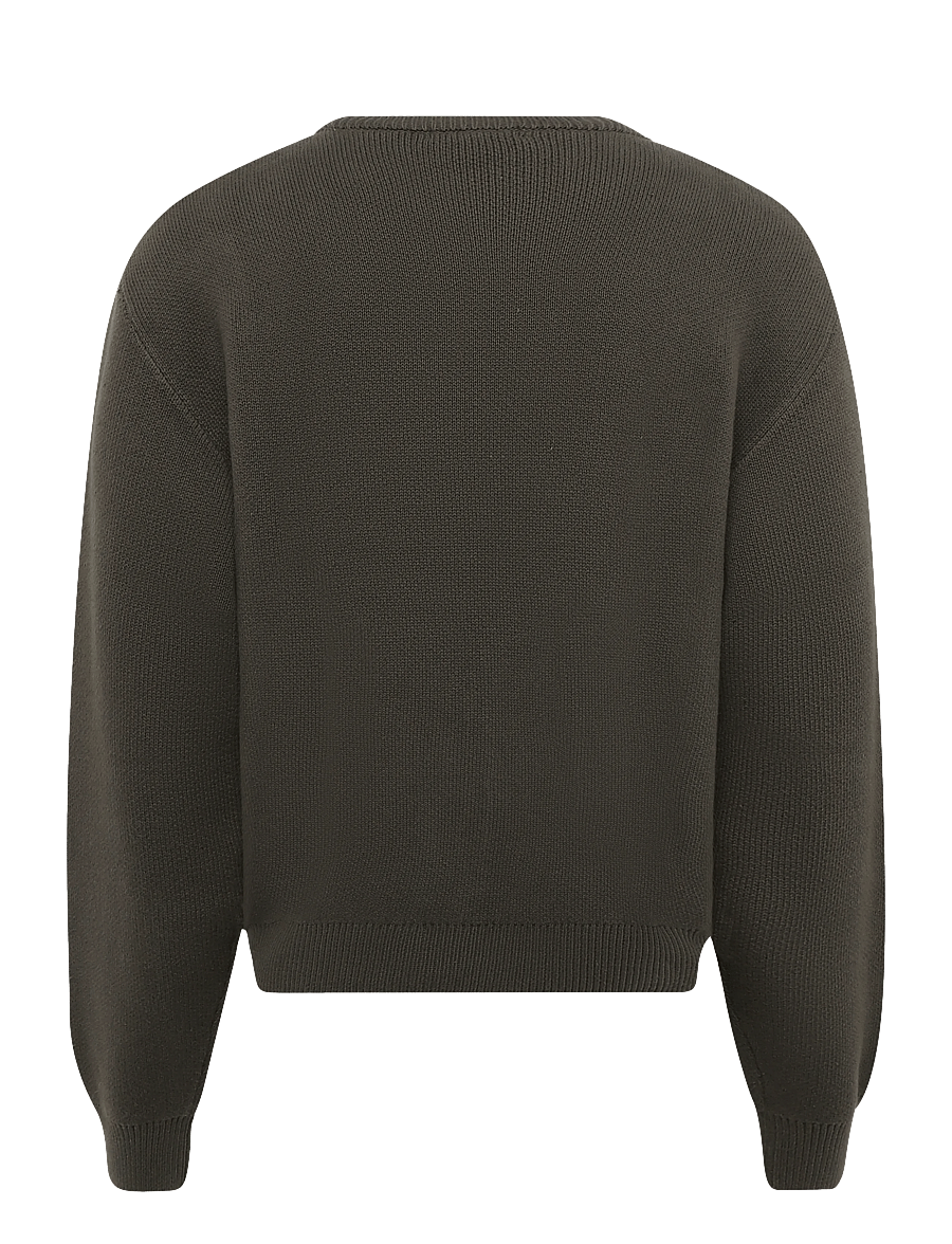 Weekday - Regular Knitted Cotton Sweater - Ümara kaelusega - dark mole - 1