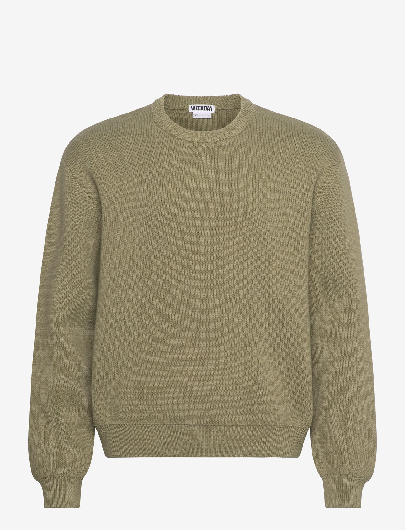Weekday - Regular Knitted Cotton Sweater - rund hals - khaki green - 0