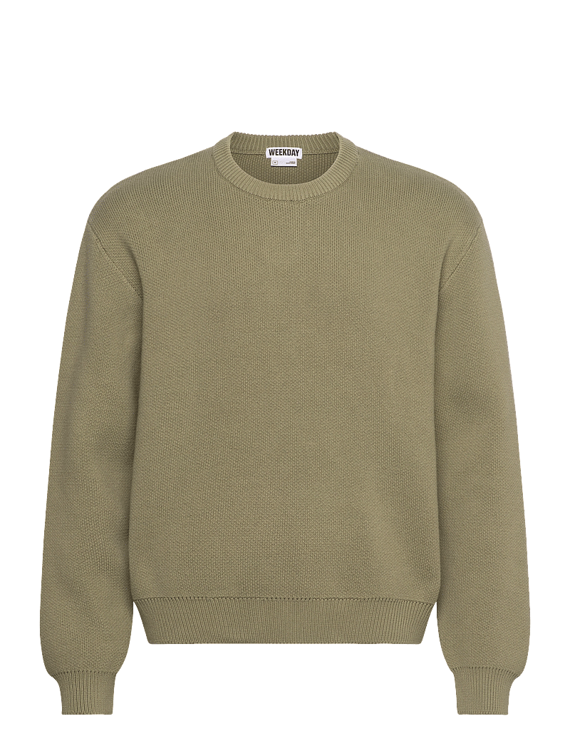 Knitted Cotton Sweater Weekday Green Sweater Green Weekday