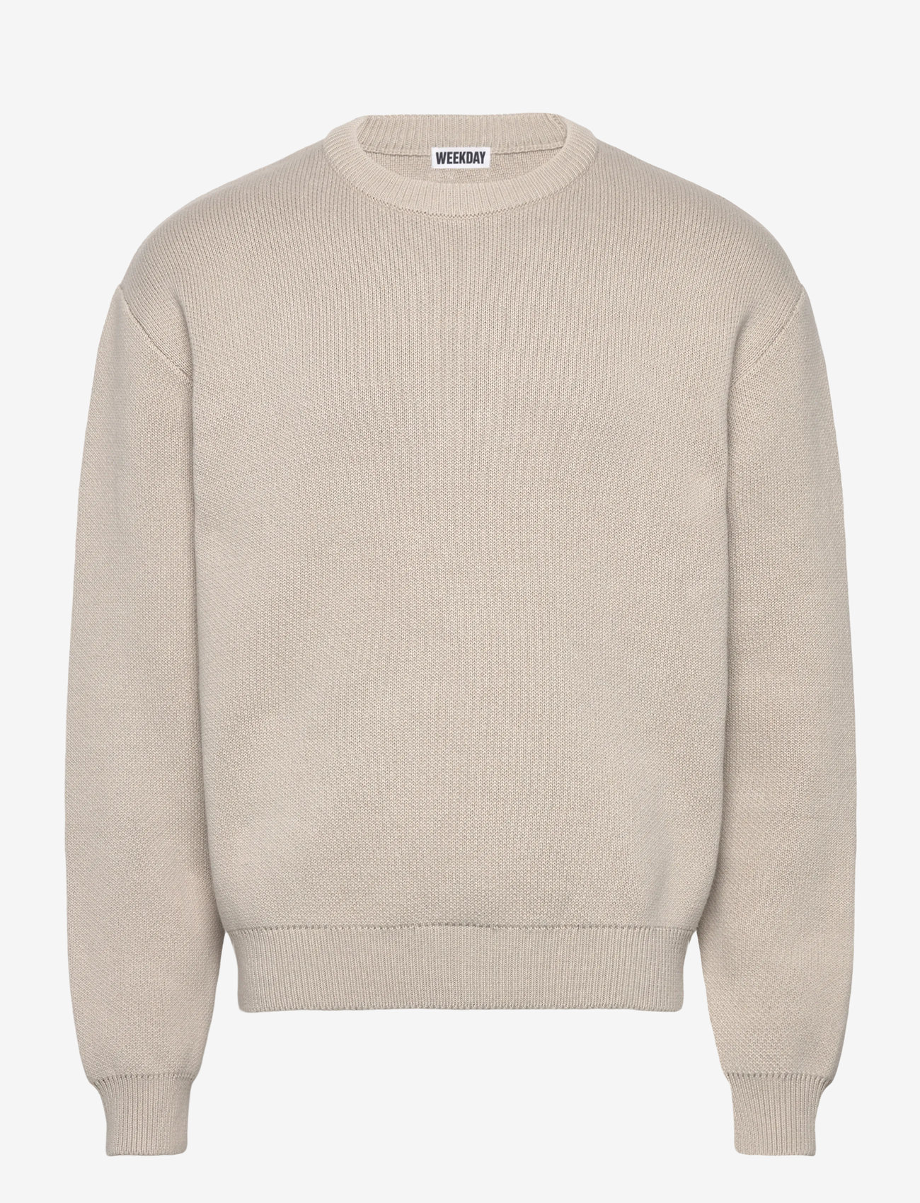 Weekday - Regular Knitted Cotton Sweater - rundhals - mole dusty light - 0