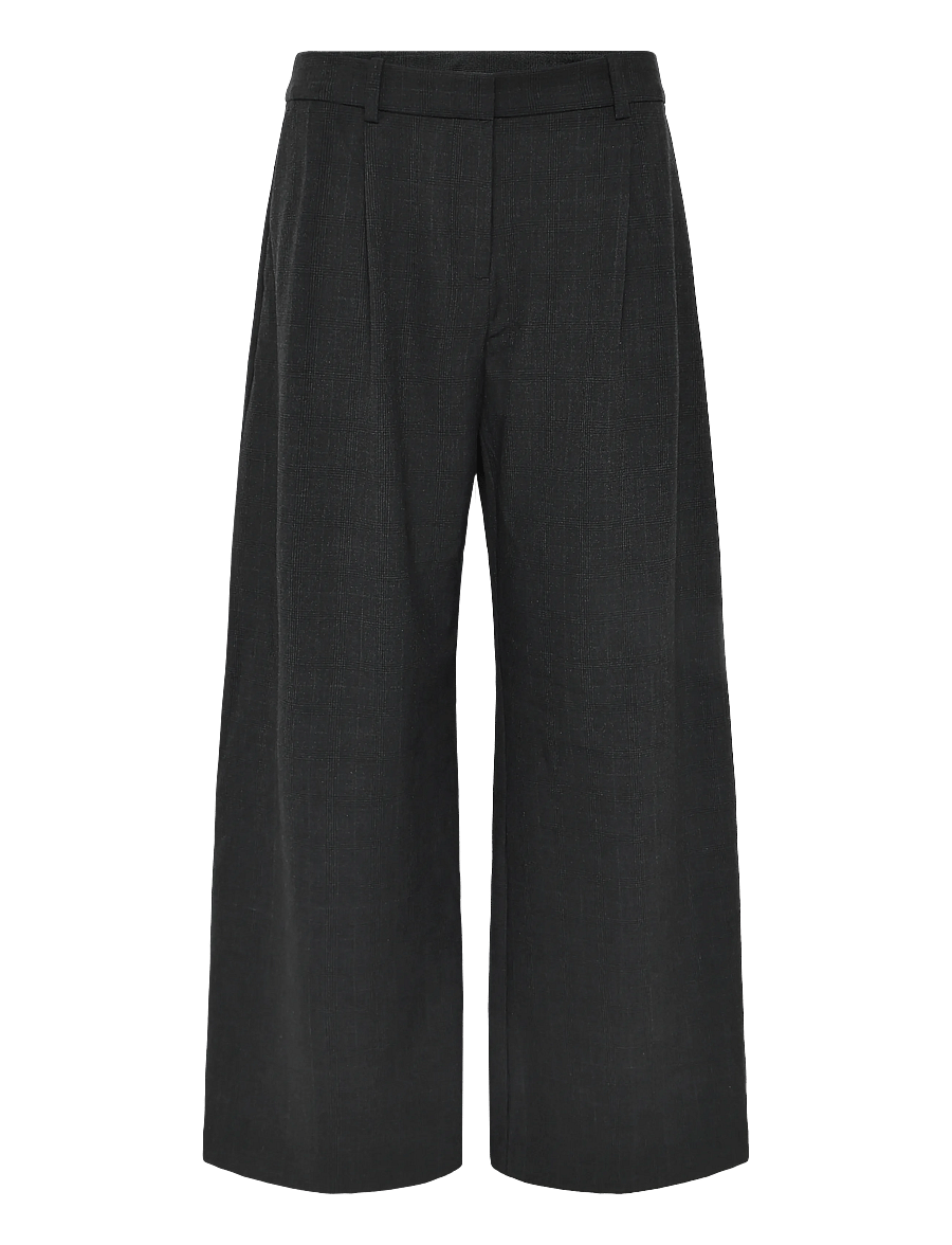 Weekday - Low Waist Wide Suiting Trousers - habitbukser - black check - 0