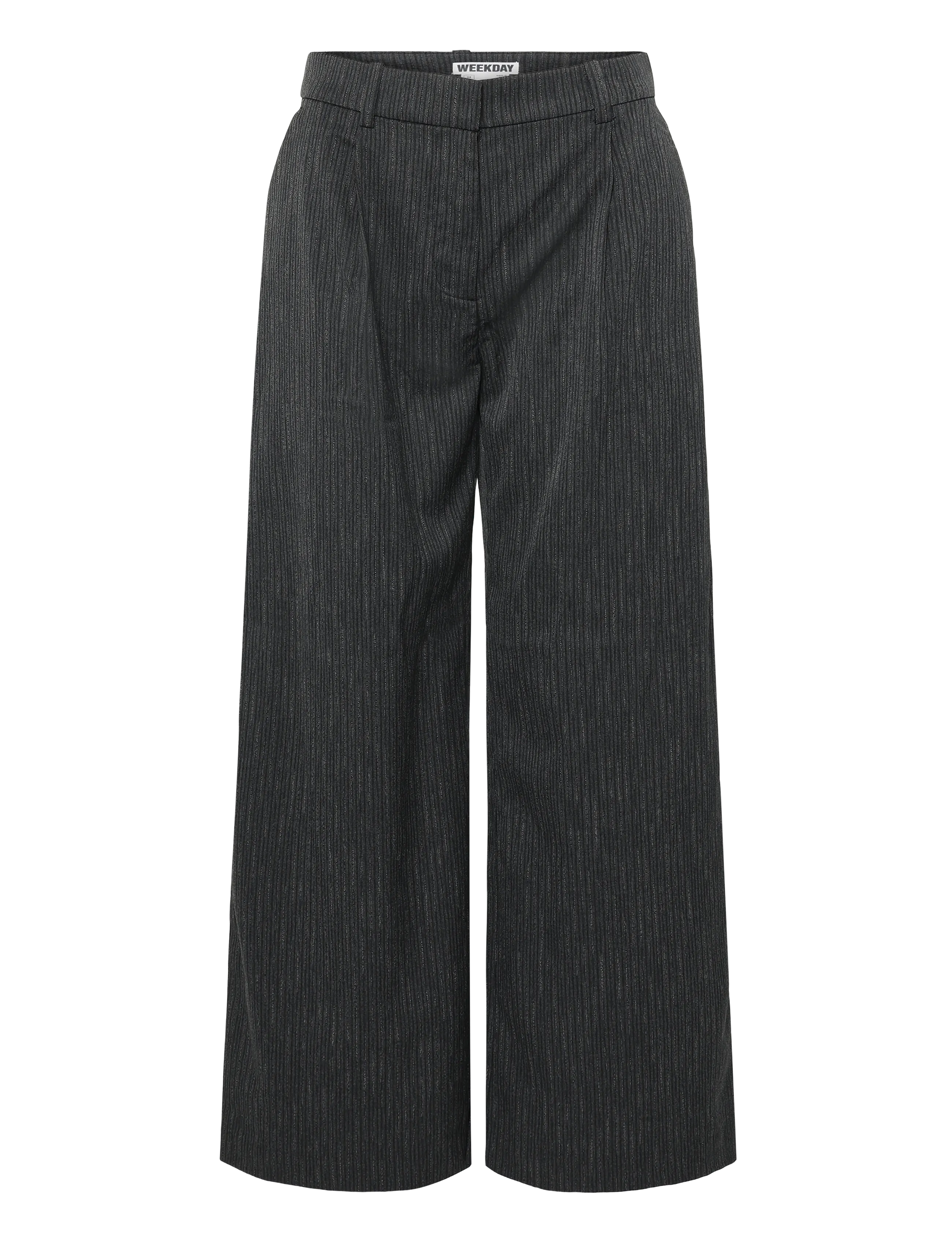 Weekday Low Waist Wide Suiting Trousers - Anzugshosen - DARK GREY PINSTRIPE / grey