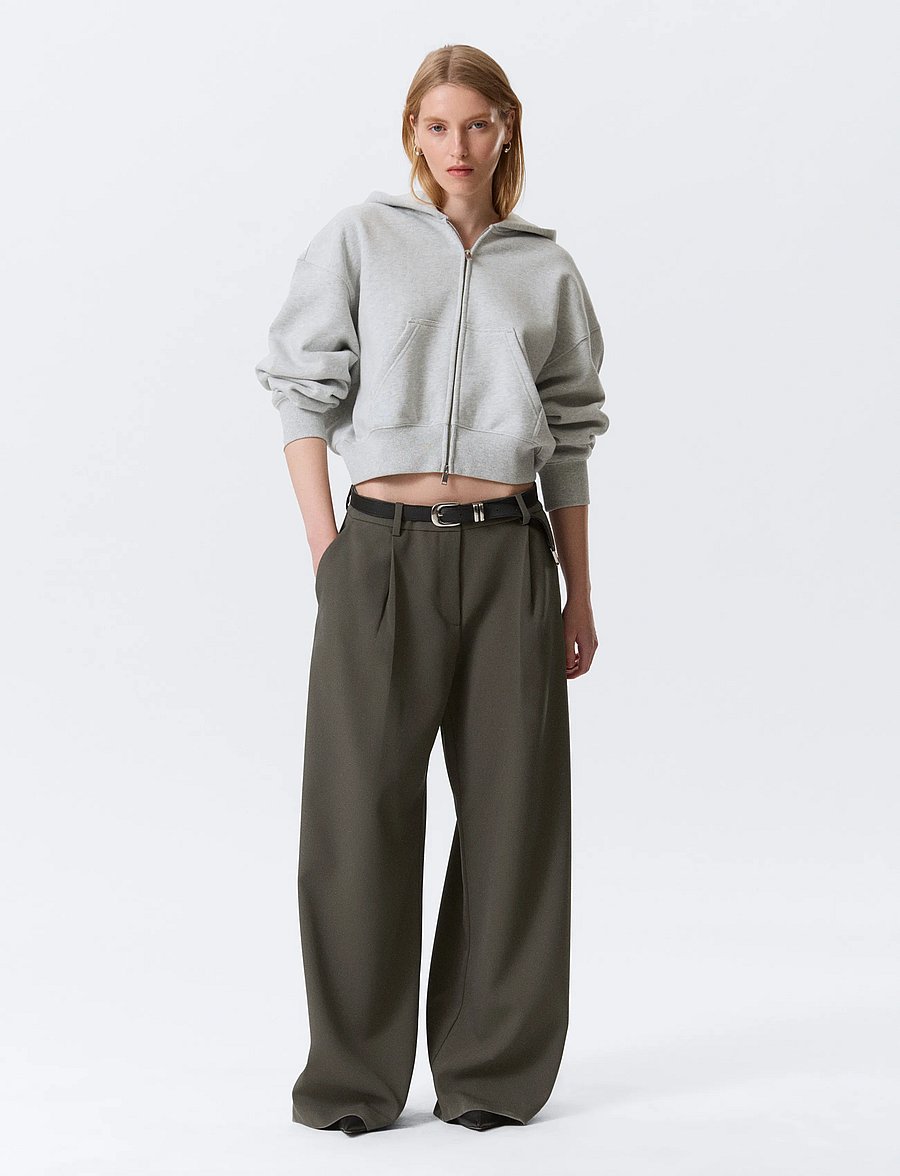 Weekday - Low Waist Wide Suiting Trousers - sérsniðnar buxur - mole - 0