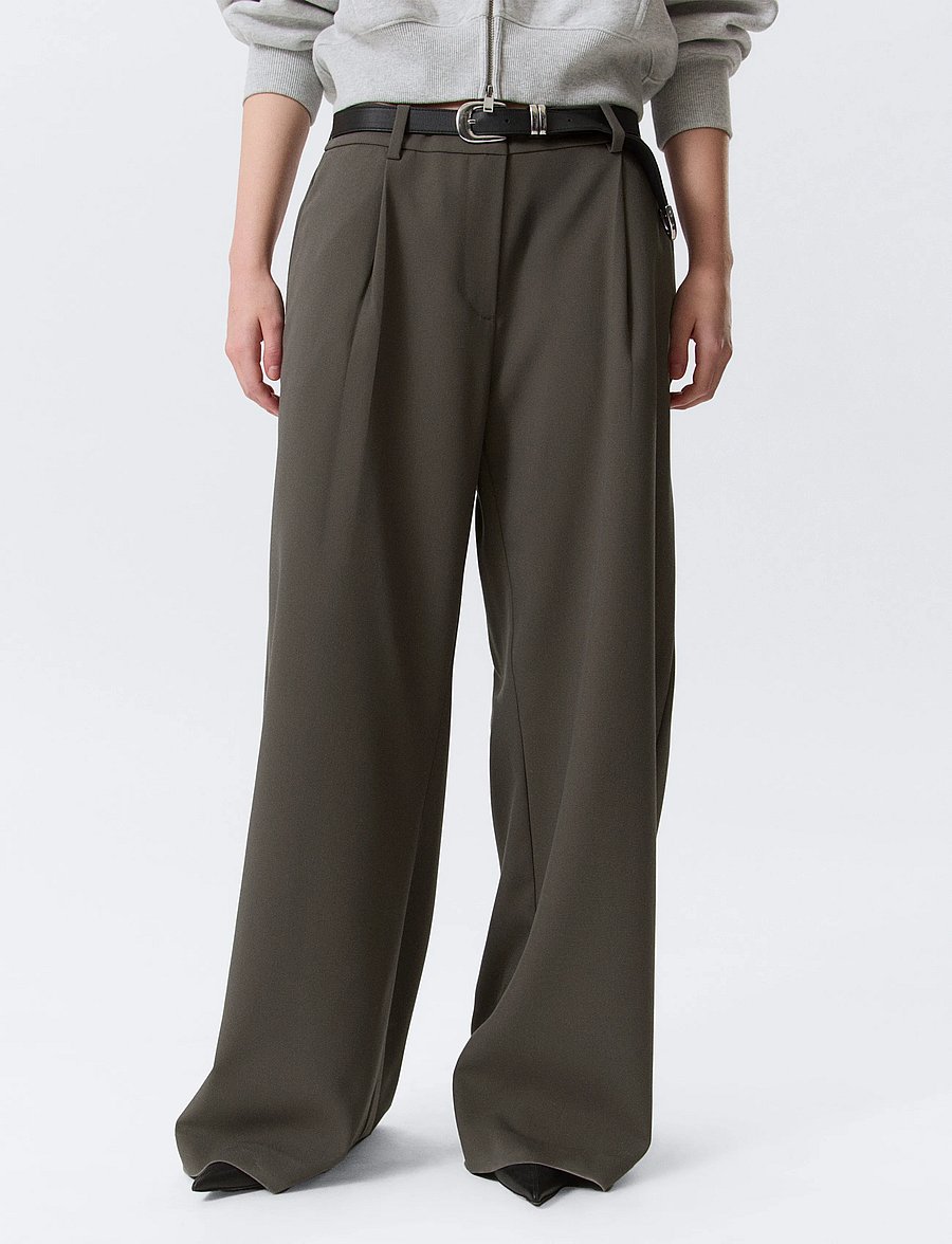Weekday - Low Waist Wide Suiting Trousers - sérsniðnar buxur - mole - 3