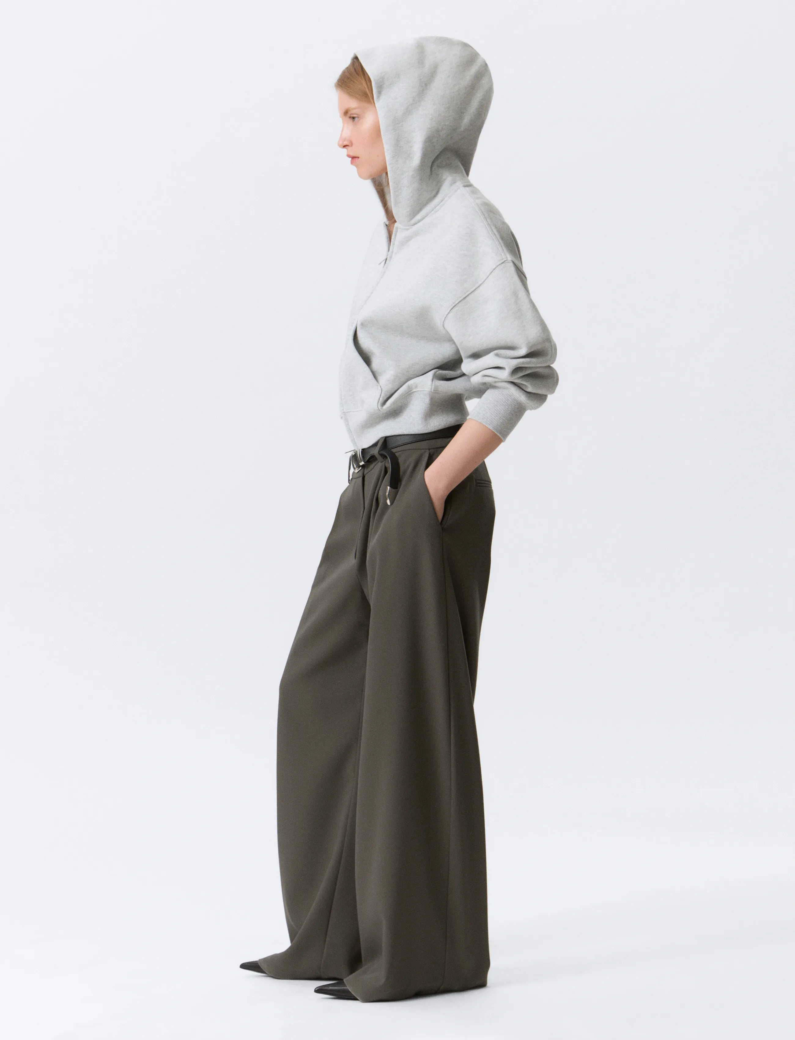 Weekday - Low Waist Wide Suiting Trousers - sérsniðnar buxur - mole - 4