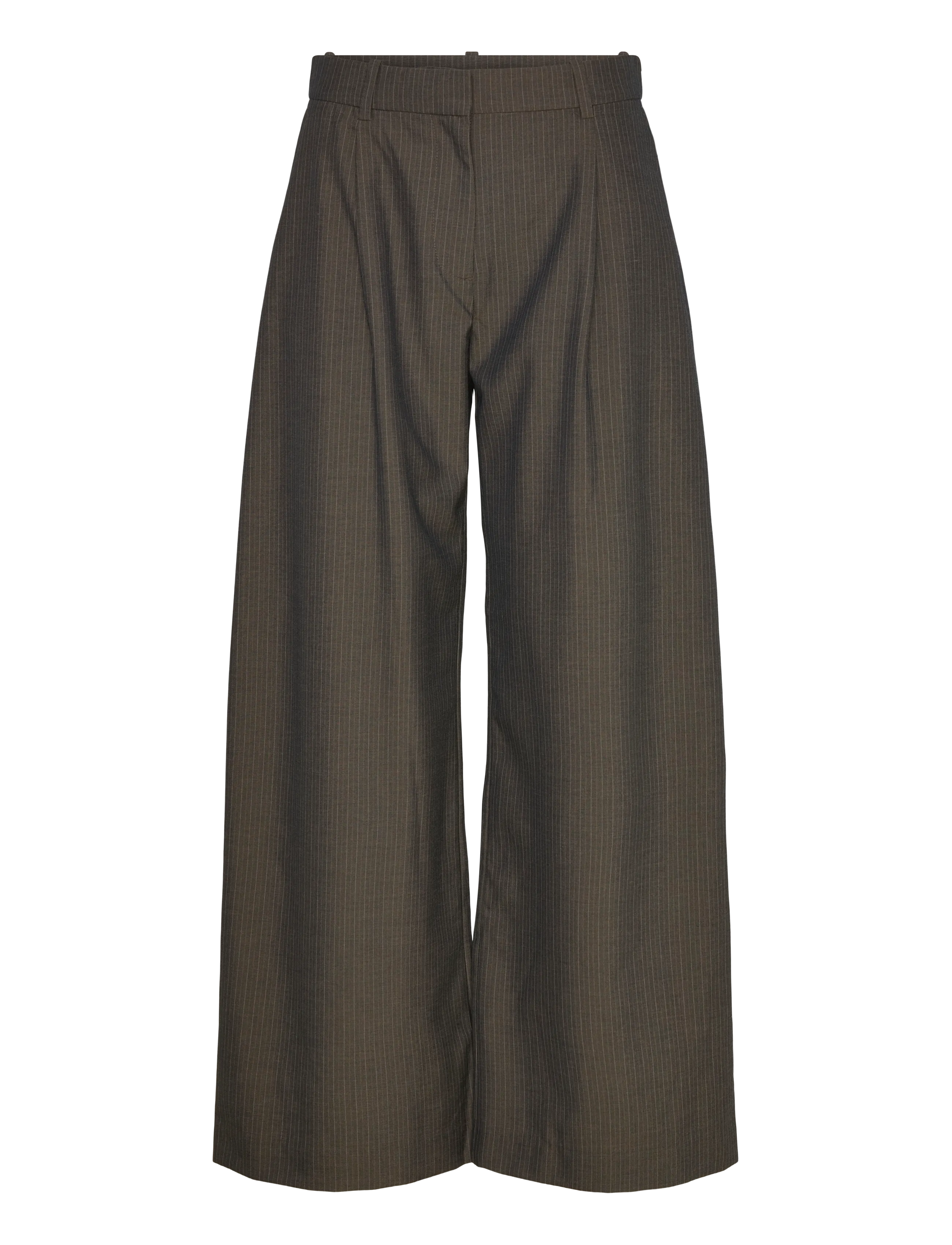 Weekday Low Waist Wide Suiting Trousers - Tøj - MOLE PINSTRIPE / brown