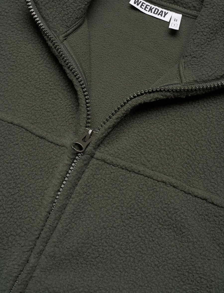 Weekday - Fleece Zip Jacket - fleece & midlayer - khaki green dark - 2