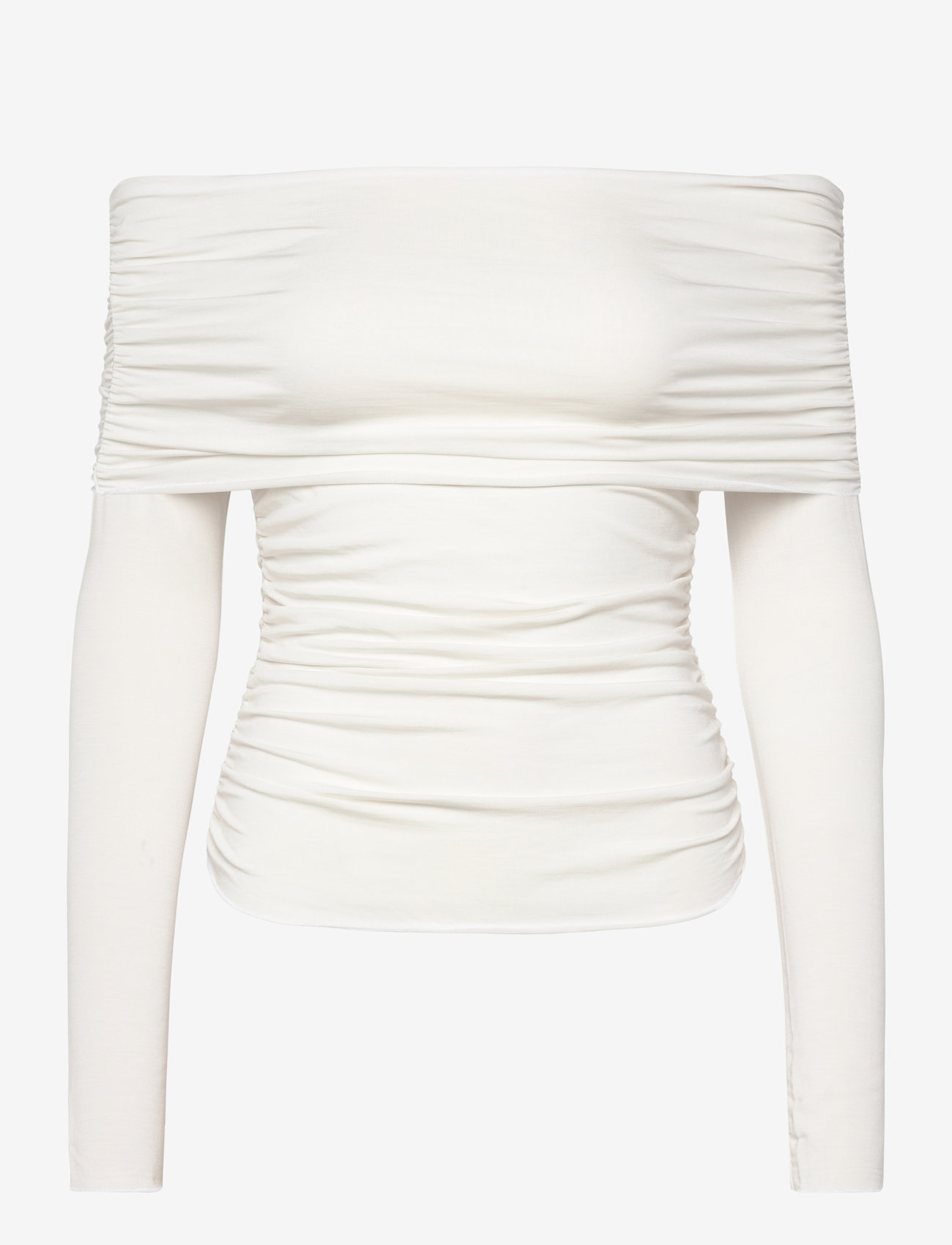 Weekday - Folded Off Shoulder Long Sleeve Top - long-sleeved tops - white - 0