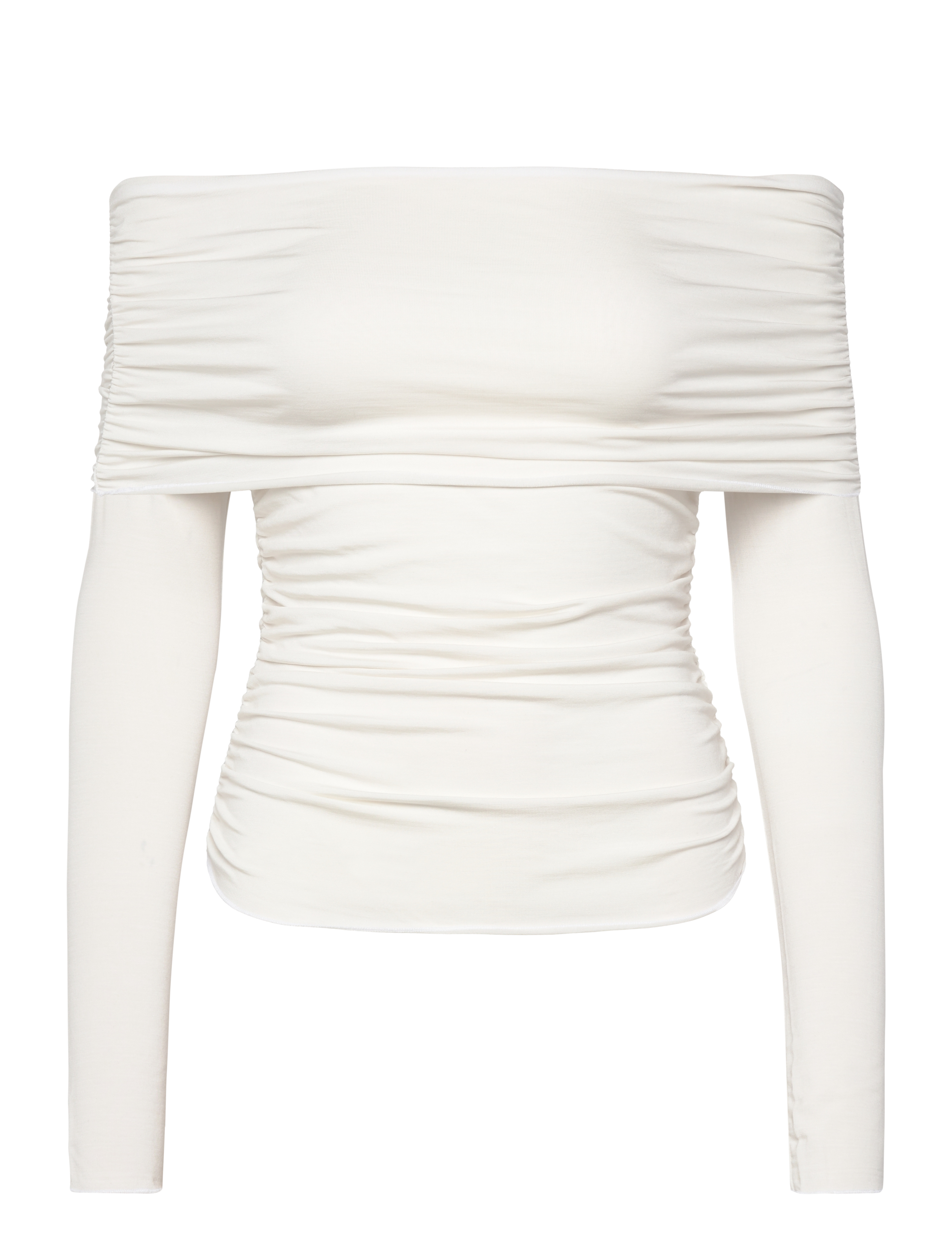 Weekday Folded Off Shoulder Long Sleeve Top - Tøj - WHITE / white