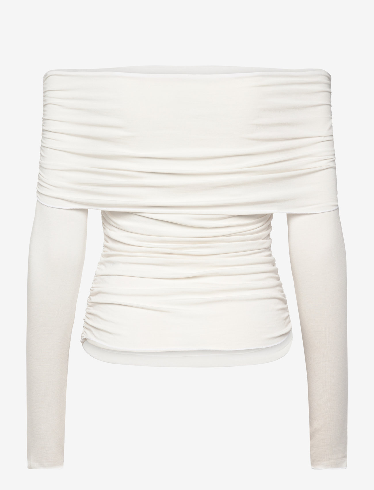 Weekday - Folded Off Shoulder Long Sleeve Top - long-sleeved tops - white - 1