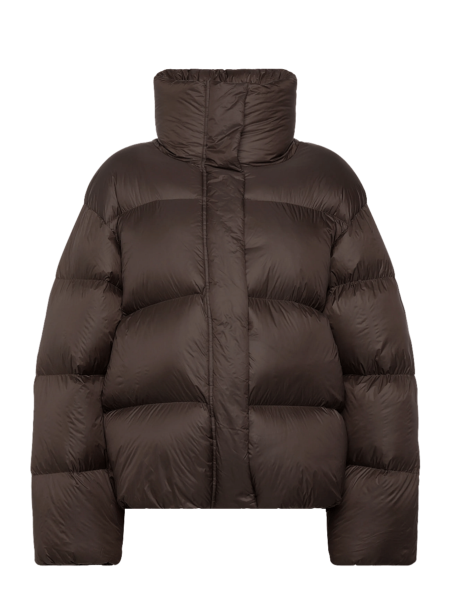 Weekday - Oversized Recycled Down Puffer Jacket - winterjacken - dark brown - 0