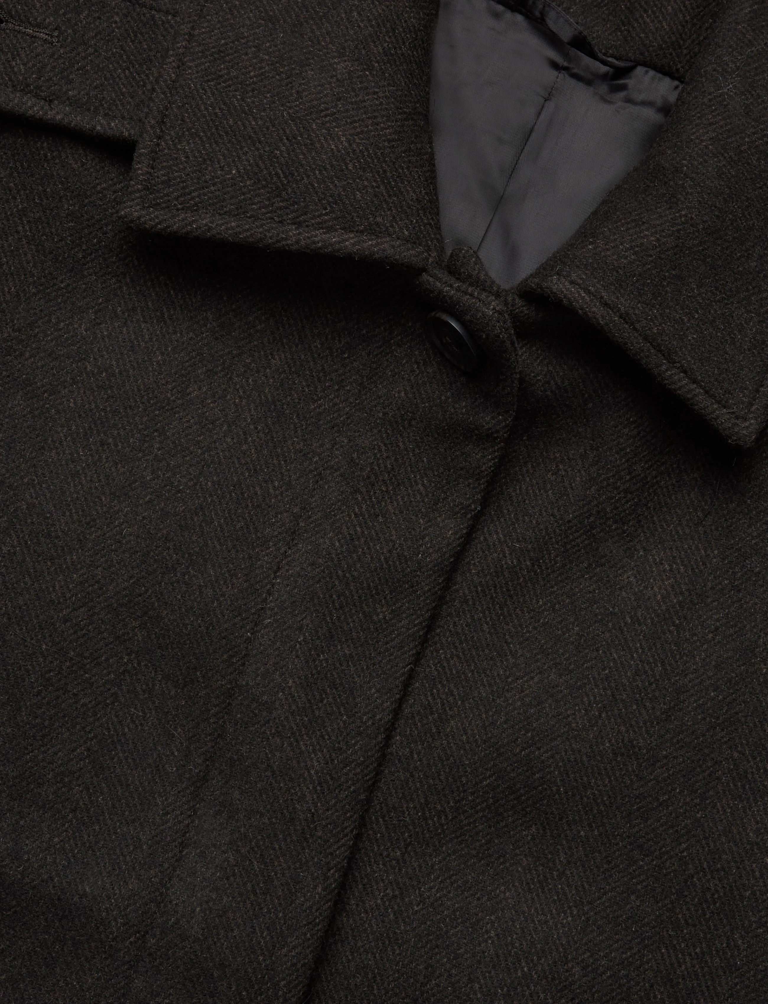 Weekday - Long Oversized Wool-Blend Coat - vinterjakker - brown herringbone - 2