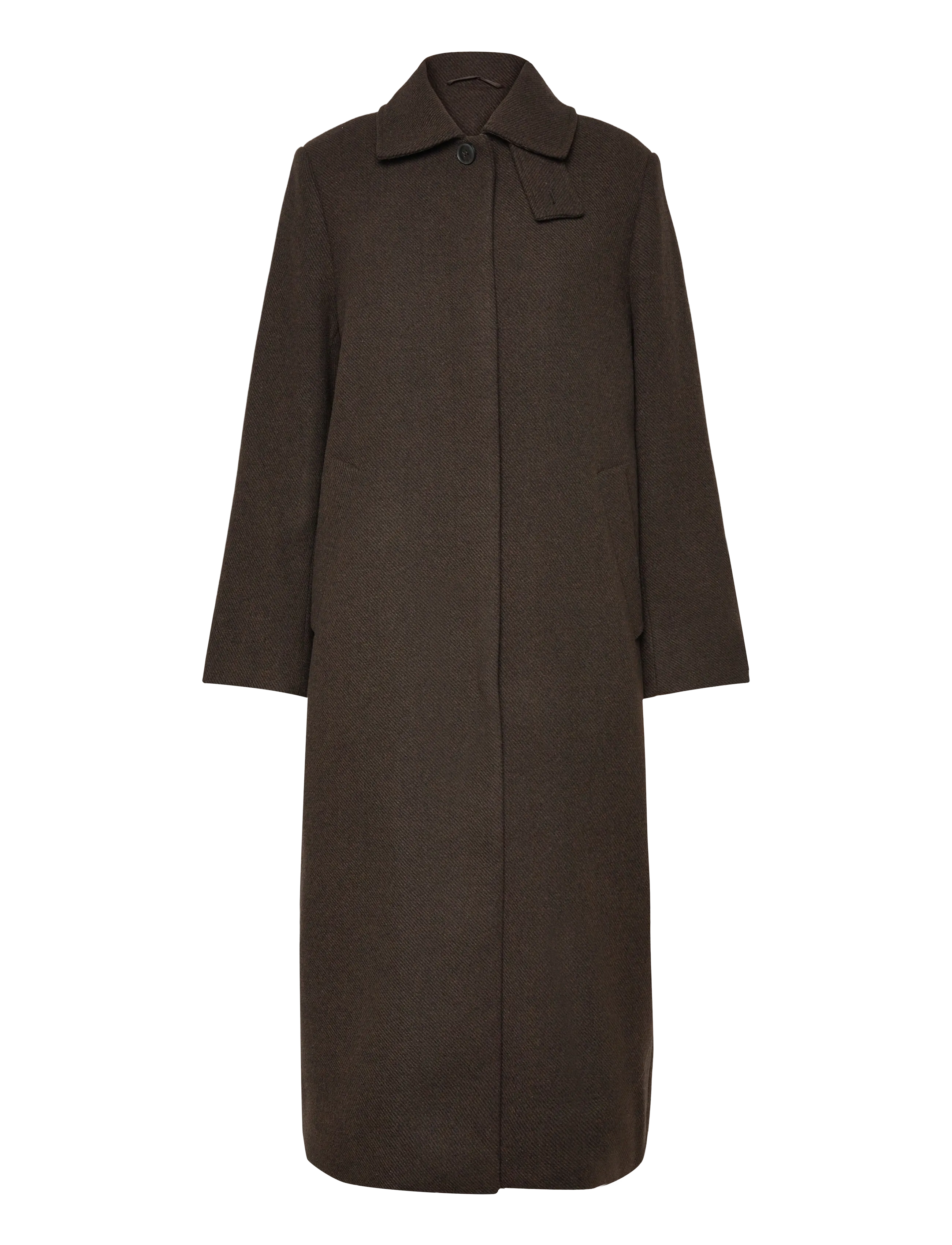 Weekday Long Oversized Wool-Blend Coat - Vinterjakker - DARK BROWN / brown