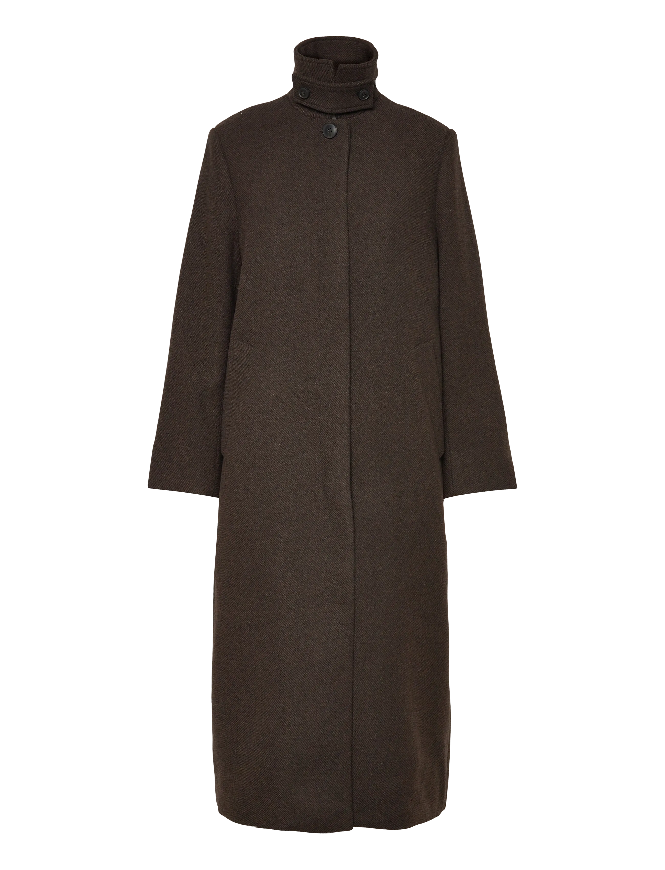 Weekday - Long Oversized Wool-Blend Coat - dark brown - 2