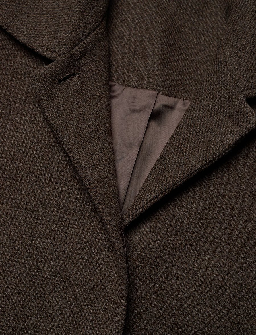 Weekday - Long Oversized Wool-Blend Coat - vinterjackor - dark brown - 3